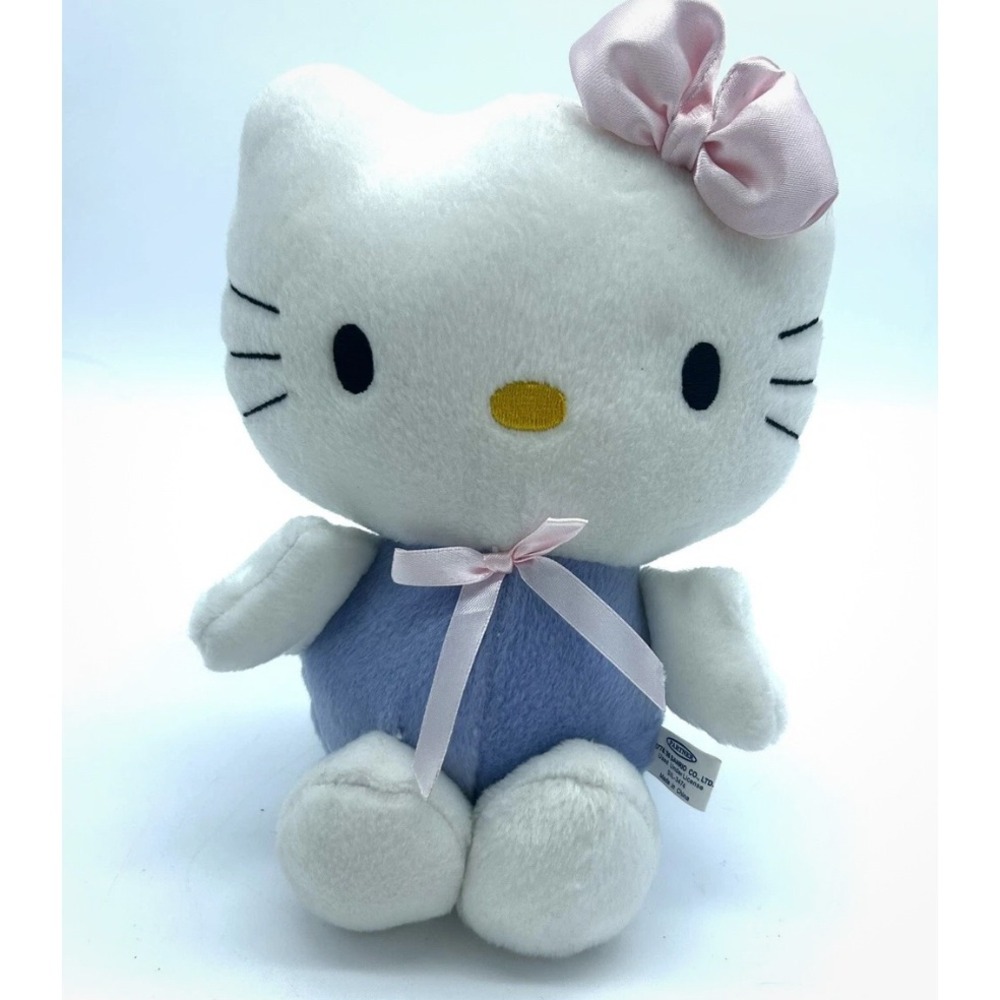 Hello Kitty Plush Toy -‎ Blue Dress Pink Bow Sanrio Stuffed Animal